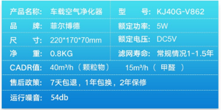 菲爾博德 車(chē)載空氣凈化器KJ40G-V862(圖1)